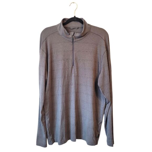 Prana Other - Prana Men's Light Grey Striped Tencel Blend Quarter Zip Pullover